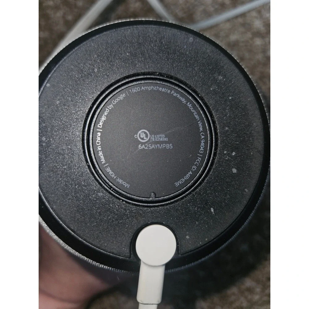 Google Home Smart Speaker White Slate Fabric Base Model A4R-HOME with Power Cord